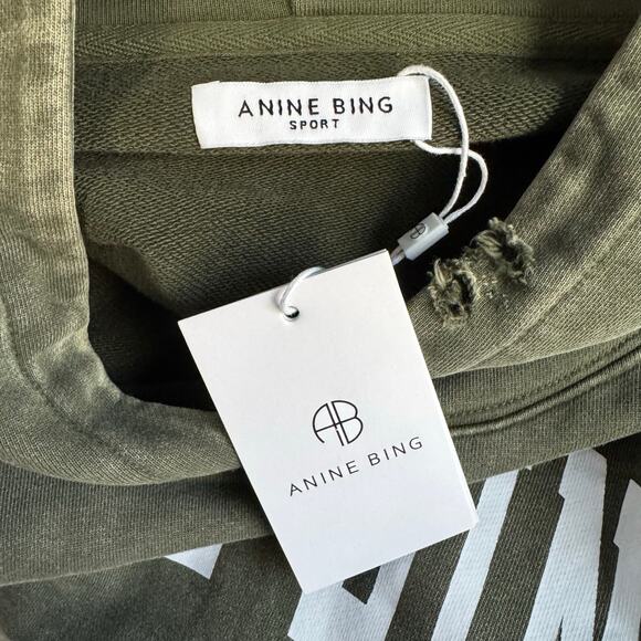 Anine Bing Sport Harvey Hoodie Sweatshirt in Dusty Olive Size Small - Picture 8 of 10